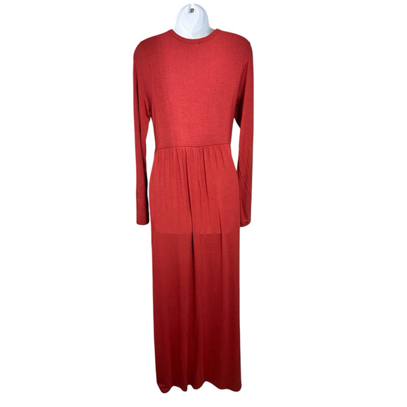 Bellamie Long Sleeve Maxi Dress Size Small Brick Red Soft Casual - Picture 6 of 7